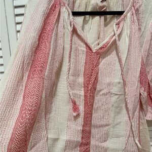 Chic Red and Cream Women's Blouse